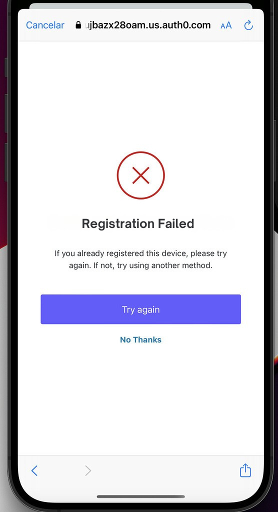 Registration Failed  